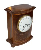 Edwardian mahogany inlaid mantel clock.