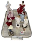 Seven Royal Doulton figures and two Royal Worcester figures, including Winsome, Rover Boy, James,