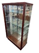 Double sliding glazed door display cabinet with rosewood finish trim, 153cm by 93cm by 41cm.