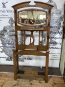 1920's/30's oak adjustable mirror back hallstand, 196cm by 91cm by 32cm.