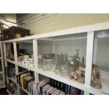 Collection of crystal and glass including decanters, Lilliput Lane, part teawares, paperweights,