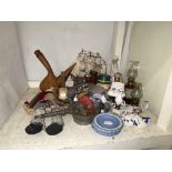 Collection of Victorian miniature oil lamps, Diecast toy cars, sailing boat, etc.