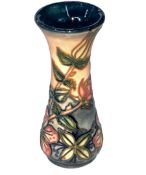 Small Moorcroft Sweetbriar vase on pink ground, 13cm high.