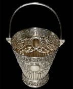 Late Victorian silver sugar basket with embossed and pierced decoration, London 1895,