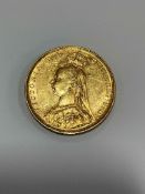 Queen Victoria 'Jubilee Head' 1887 gold sovereign.
