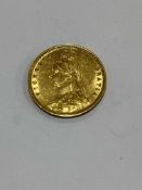 Queen Victoria 'Jubilee Head' 1887 gold half sovereign.