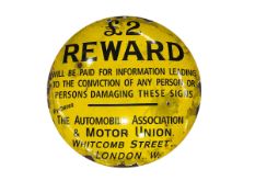 Replica metal AA sign marked, 30cm diameter.