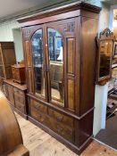 Victorian walnut double mirror panelled door wardrobe and similar dressing table.