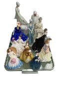 Eleven Royal Doulton figures including Winston Churchill, Stephanie, Strolling, Musicale, etc.