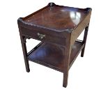 Georgian style mahogany gallery topped single drawer lamp table, 64cm by 50cm by 60cm.