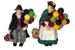 Two Royal Doulton figures, The Balloon Man and The Old Balloon Seller.