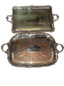 Two silver plated serving trays, 70cm and 7cm length.