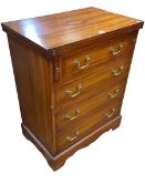 Reproduction mahogany and line inlaid four drawer fold top chest, 79cm by 63.5cm by 40.5cm.