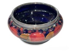 Moorcroft Pottery bowl decorated with pomegranate, bowl with A1 plate rim, 22cm diameter.