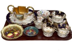 Coalport china including part tea service, floral plate, two handled cup, small Moorcroft dish,