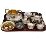 Coalport china including part tea service, floral plate, two handled cup, small Moorcroft dish,