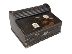 19th Century papier mache writing box, 20cm high.