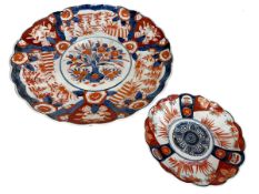 Two Japanese Imari chargers, 41cm and 21cm diameter.