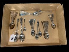 Collection of silver tea and coffee spoons including two sets of six.