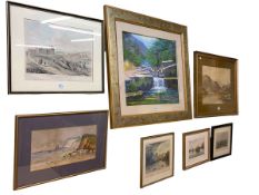 Collection of seven mainly local watercolours and prints.