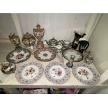 Collection of Noritake china and three Meissen plates.