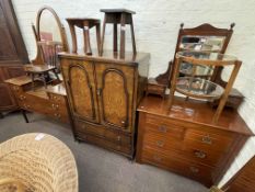 Two late Victorian/Edwardian dressing tables and walnut two drawer linen cupboard (3).