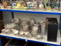 Large Royal Cauldon 'Victoria' dinner and tea service, pair Victorian hand painted glass vases,