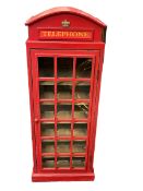 Twenty bottle wine cabinet in the form of a vintage red telephone box, 127cm by 46cm by 36cm.