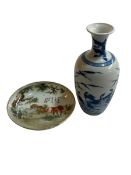 Chinese blue and white vase decorated with birds in reeds,