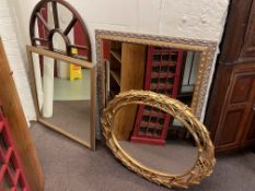 Collection of four various wall mirrors including three gilt framed and one arched panelled.