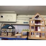 Georgian style dolls house and large open aspect dolls house.