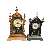 Two Victorian mantel clocks.