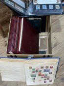 Collection of cigarette cards, silk postcards, 1840 to 1952 stamp album, QEII MNH album,