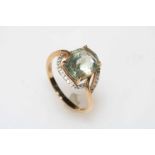 2.5 carat green amethyst and 9 carat gold ring, size N/O.