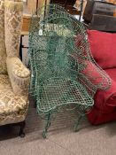 Pair wirework garden chairs.