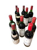 Ten bottles of red wine including Rothschild Mouton Cadet.