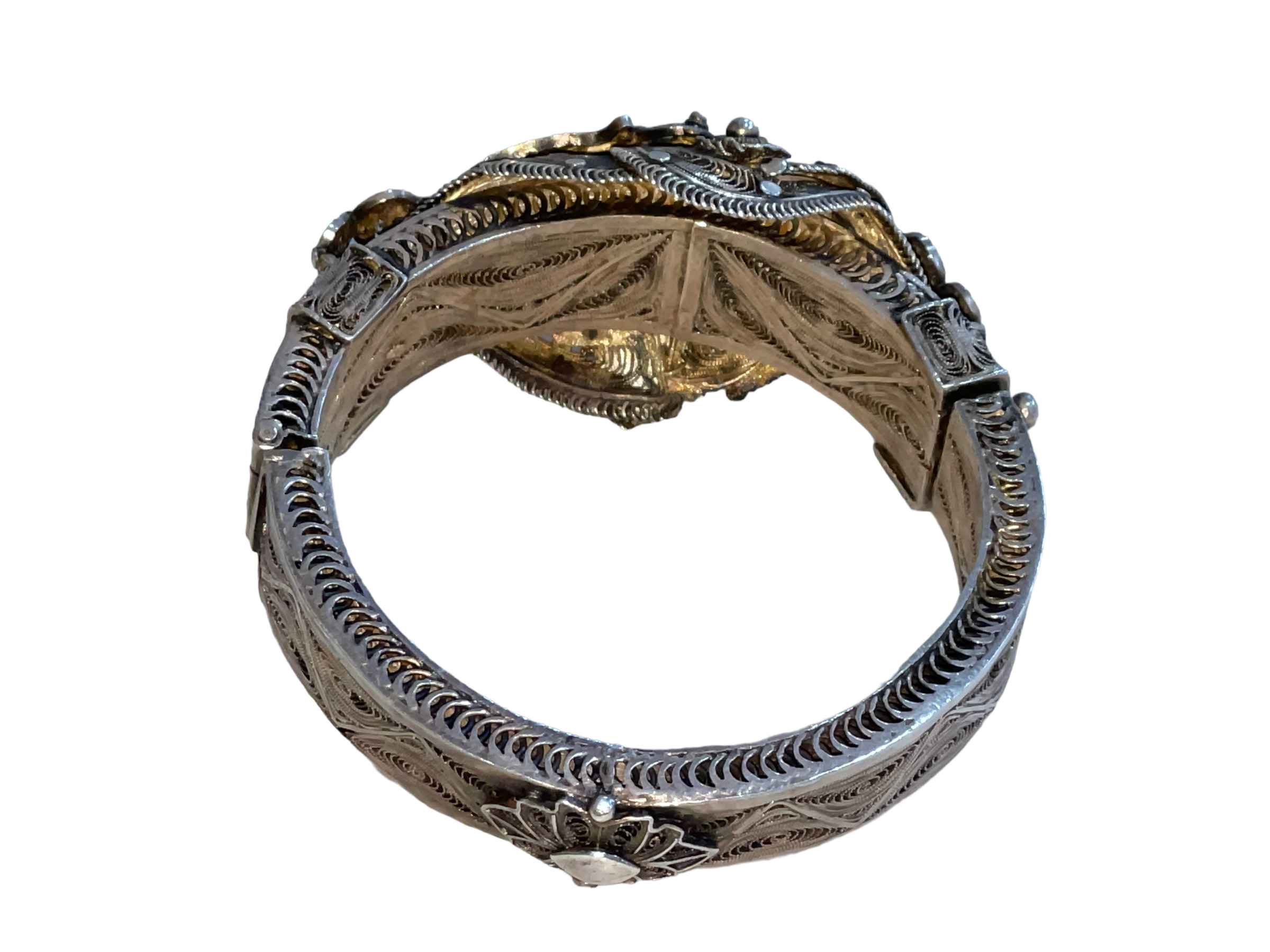 Tibetan 19th Century silver filigree bangle with opening clasp. - Image 2 of 2