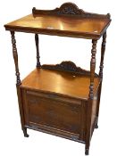Edwardian mahogany two tier music cabinet, 109cm by 61cm by 39cm.