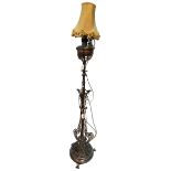 Late Victorian cast iron telescopic standard lamp.