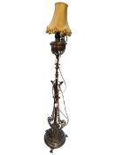 Late Victorian cast iron telescopic standard lamp.
