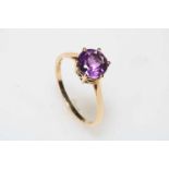 Kalomo Amethyst 9 carat gold ring with heart pierced shoulder, size S, with certificate.