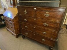 Georgian oak chest of two short above three long drawers and Georgian four drawer bureau (2).