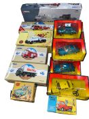 Collection of 14 boxed Corgi models including Wall Ice Cream Van, Tower Wagon and Triumph Acclaim.