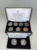 The QEII United Kingdom crown collection inc four silver proof coins and The Queen Victoria Jubilee