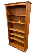 Cousins & Matthews elm collection six tier open bookcase, 182cm by 92.5cm by 32.5cm.