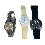 Gents Omega and Seiko wristwatches and Swatch watch (3).