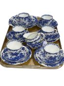 Royal Crown Derby blue and white 'Blue Aves' half tea set.