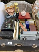 Boxed lot with jewellery, Veteran Motorist toby, boxed cutlery, opera glasses, etc.