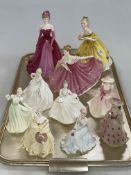 Eight Coalport and two Royal Doulton lady figures (10).