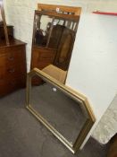 Circular two tier glass inset table and collection of three various wall mirrors (4).